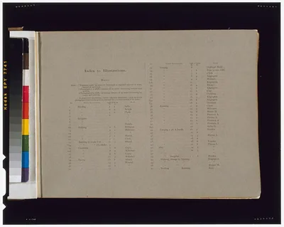 [Page of text with "Index of illustrations"  from "The attitudes of…, Palo Alto, California, 1881