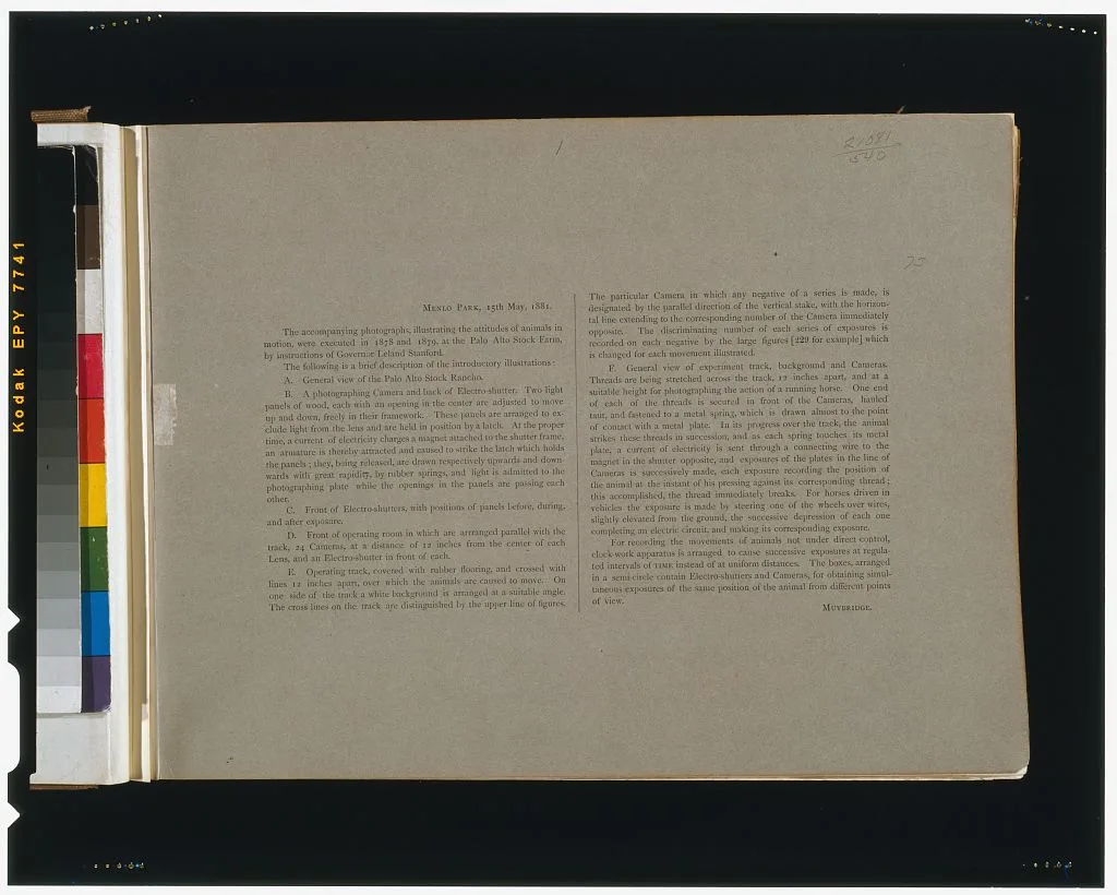 [Page of text with description of introductory photographs from "The…, Palo Alto, California, 1881