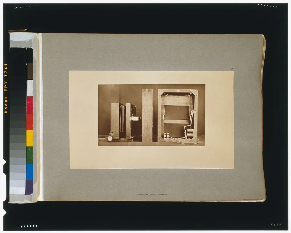 [A photographing camera and back of electro-shutter], California, Palo Alto, 1881