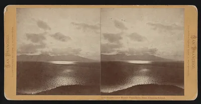 Photograph from 1873: Sunset over Mount Tamalpais, from Alcatraz Island